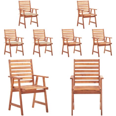 Sedie da Pranzo da Esterni con Cuscini 3 pz Massello di Acacia - Sedie da giardino - Sedie in legno