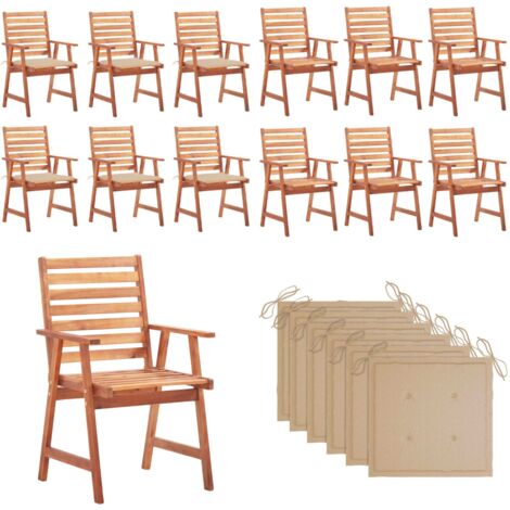 Sedie da Pranzo da Esterni con Cuscini 6 pz Massello di Acacia - Sedie da giardino - Sedie in legno