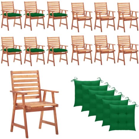 Sedie da Pranzo da Esterni con Cuscini 6 pz Massello di Acacia - Sedie da giardino - Sedie in legno