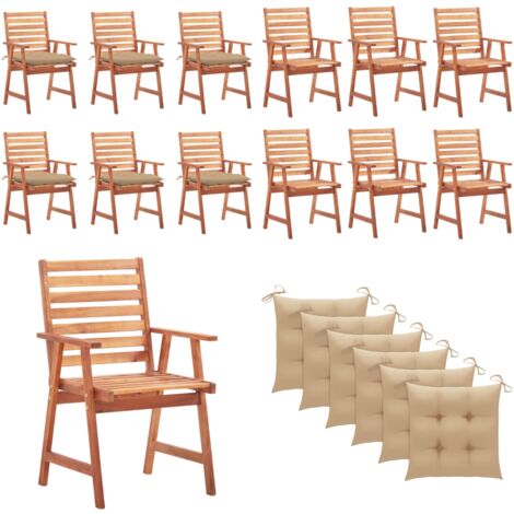 Sedie da Pranzo da Esterni con Cuscini 6 pz Massello di Acacia - Sedie da giardino - Sedie in legno