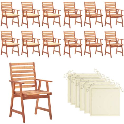 Sedie da Pranzo da Esterni con Cuscini 6 pz Massello di Acacia - Sedie da giardino - Sedie in legno