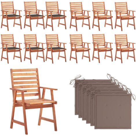 Sedie da Pranzo da Esterni con Cuscini 6 pz Massello di Acacia - Sedie da giardino - Sedie in legno