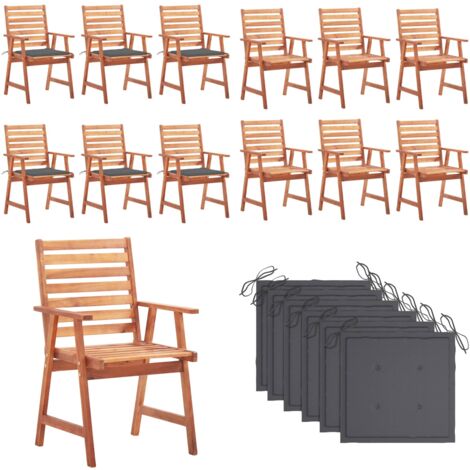 Sedie da Pranzo da Esterni con Cuscini 6 pz Massello di Acacia - Sedie da giardino - Sedie in legno