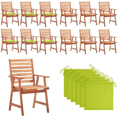 Sedie da Pranzo da Esterni con Cuscini 6 pz Massello di Acacia - Sedie da giardino - Sedie in legno