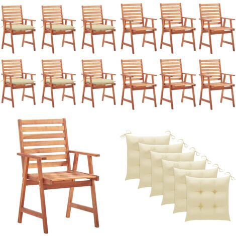 Sedie da Pranzo da Esterni con Cuscini 6 pz Massello di Acacia - Sedie da giardino - Sedie in legno acacia