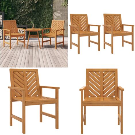 Sedie da Pranzo da Giardino 2pz Legno Massello di Acacia - Sedie da pranzo - Sedie in legno