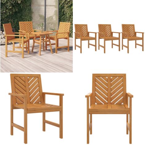 Sedie da Pranzo da Giardino 3pz Legno Massello di Acacia - Sedie da pranzo - Sedie in legno
