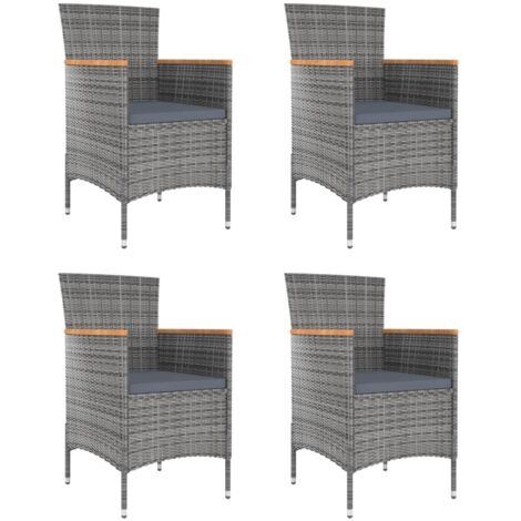 Sedie da Pranzo da Giardino 4 pz in Polyrattan Grigio vidaXL