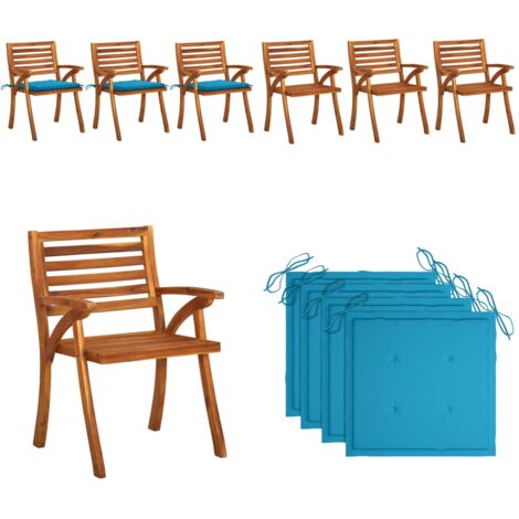 Sedie da Pranzo da Giardino con Cuscini 3 pz Massello di Acacia - Sedie da giardino - Sedie da pranzo con cuscino
