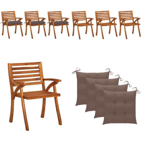 Sedie da Pranzo da Giardino con Cuscini 3 pz Massello di Acacia - Sedie da giardino - Sedie da pranzo con cuscino