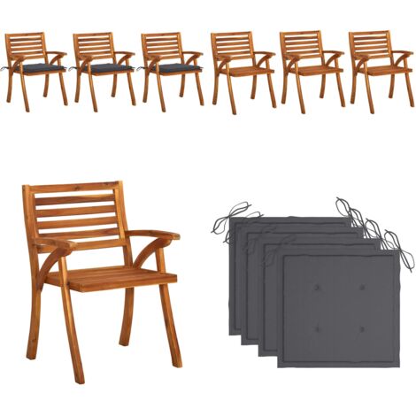 Sedie da Pranzo da Giardino con Cuscini 3 pz Massello di Acacia - Sedie da giardino - Sedie da pranzo con cuscino