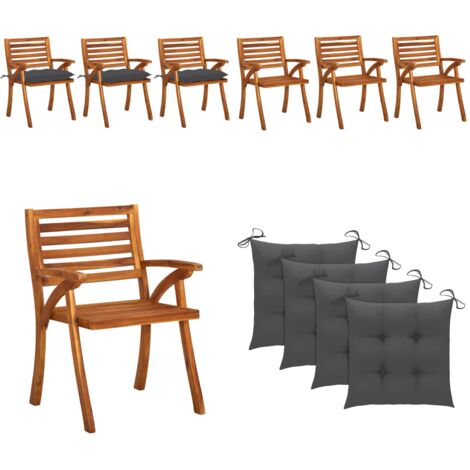 Sedie da Pranzo da Giardino con Cuscini 3 pz Massello di Acacia - Sedie da giardino - Sedie da pranzo con cuscino