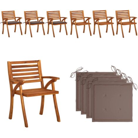 Sedie da Pranzo da Giardino con Cuscini 3 pz Massello di Acacia - Sedie da giardino - Sedie da pranzo con cuscino