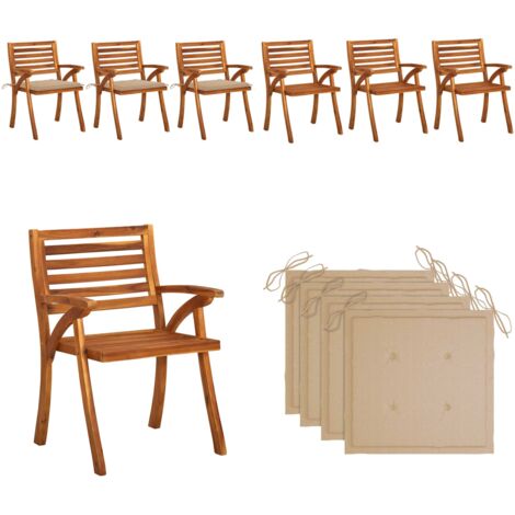 Sedie da Pranzo da Giardino con Cuscini 3 pz Massello di Acacia - Sedie da giardino - Sedie da pranzo con cuscino