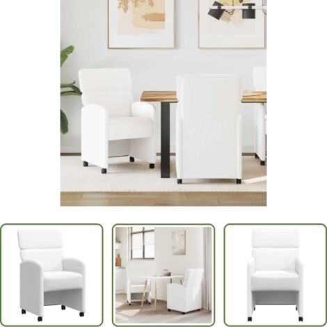Sedie da pranzo ergonomiche -  Sedie da Pranzo con Ruote 2 pcs Bianco 58 x 65 x 98 cm