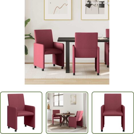 Sedie da pranzo ergonomiche -  Sedie da Pranzo con Ruote 2 pcs Rosso vino 57 x 66 x 94 cm