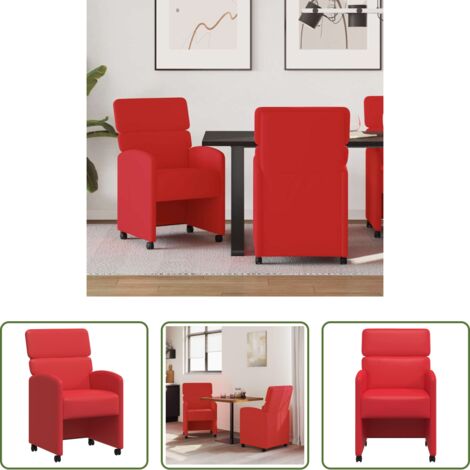 Sedie da pranzo ergonomiche -  Sedie da Pranzo con Ruote con ruote 2 pcs Rosso 58 x 65 x 98 cm