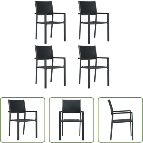 Sedie da pranzo esterno -  Sedie da Giardino 4 pz Nere in Plastica Stile Rattan