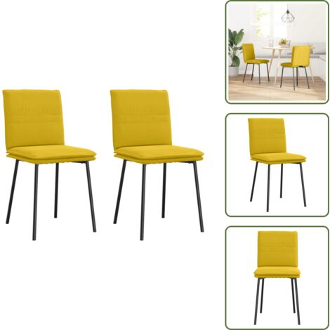 Sedie da pranzo gialle - vidaXL Sedie da Pranzo 2 pz Gialle in Velluto - Sedie da pranzo in metallo