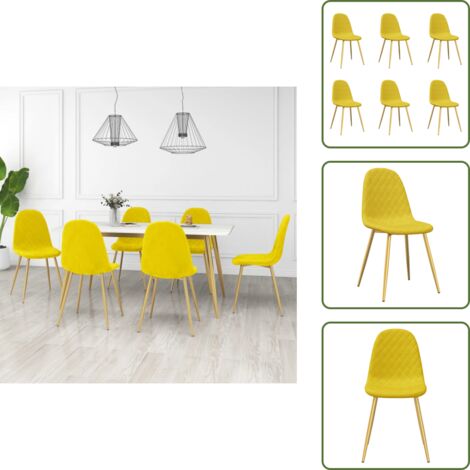 Sedie da pranzo giallo senape - vidaXL Sedie da Pranzo 6 pz Giallo Senape in Velluto - Sedie da pranzo in ferro cromato
