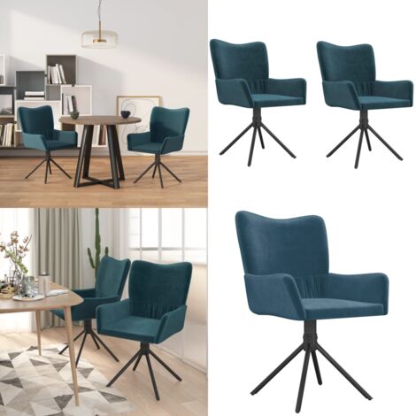 Sedie da Pranzo Girevoli 2 pz Blu in Velluto - Sedie da pranzo in velluto - Sedie da pranzo ergonomiche