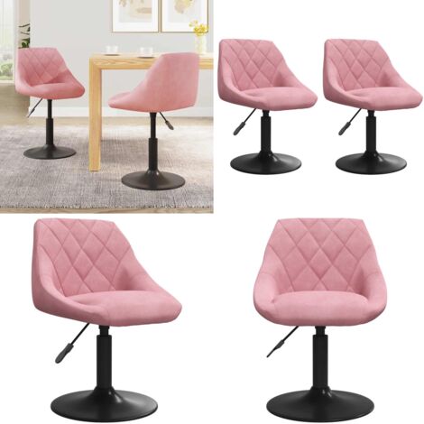Sedie da Pranzo Girevoli 2 pz Rosa in Velluto - Sedie da pranzo in velluto - Sedie da pranzo regolabili in altezza