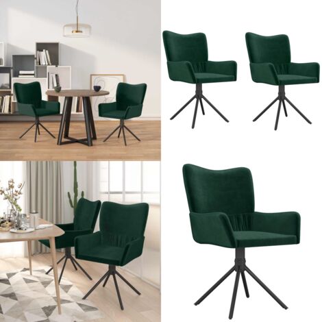 Sedie da Pranzo Girevoli 2 pz Verde Scuro in Velluto - Sedie da pranzo in velluto - Sedie da pranzo ergonomiche