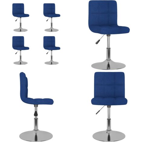 Sedie da Pranzo Girevoli 4 pz Blu in Tessuto - Sedie da pranzo regolabili - Sedie da pranzo in tessuto