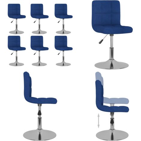 Sedie da Pranzo Girevoli 6 pz Blu in Tessuto - Sedie da pranzo regolabili - Sedie da pranzo in tessuto