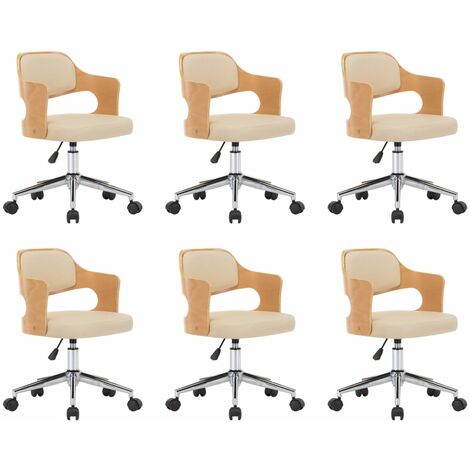Sedie da Pranzo Girevoli 6 pz Crema in Legno Curvo e Similpelle vidaXL