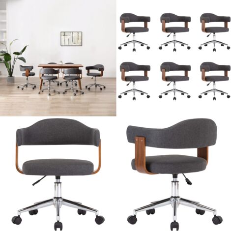 Sedie da Pranzo Girevoli 6 pz Grigie in Legno Curvo e Tessuto - Sedie da pranzo ergonomiche - Sedie da pranzo in legno