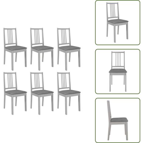 Sedie da pranzo grigie - vidaXL Sedie da Pranzo con Cuscini 6 pz Grigie in Legno Massello - Sedie da pranzo moderna