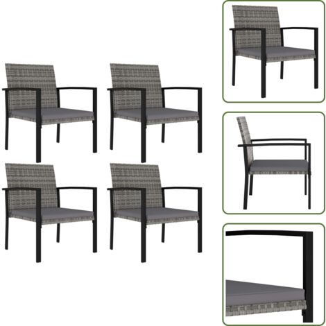 Sedie da pranzo in acciaio - vidaXL Sedie da Pranzo per Giardino 4 pz in Polyrattan Grigio - Sedie da giardino con cuscino