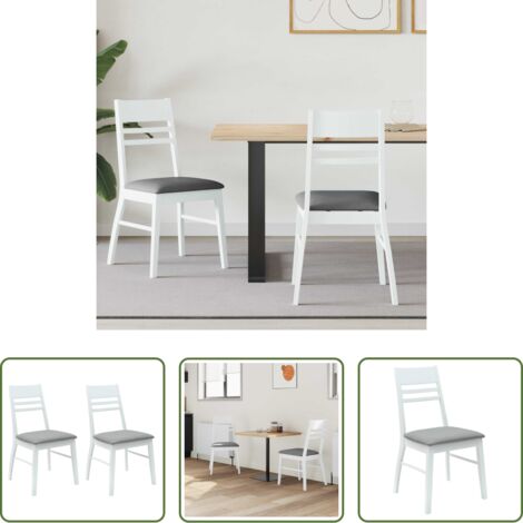 Sedie da pranzo in legno di gomma -  Sedie da pranzo 2 pcs Bianco 43 x 54 x 89 cm