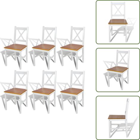 Sedie da pranzo in legno massello - vidaXL Sedie da Pranzo 6 pz Bianche in Legno di Pino - Sedie da pranzo ergonomiche