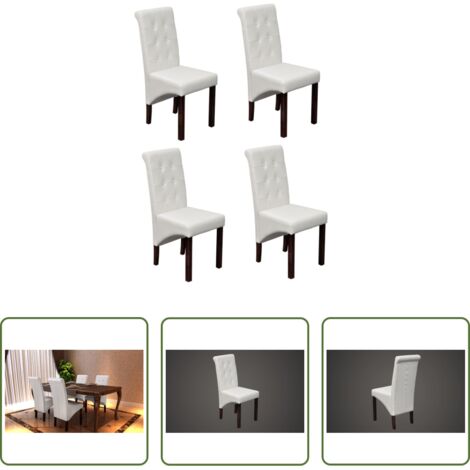 Sedie da pranzo in legno -  Sedie da Pranzo 4 pz Bianche in Similpelle
