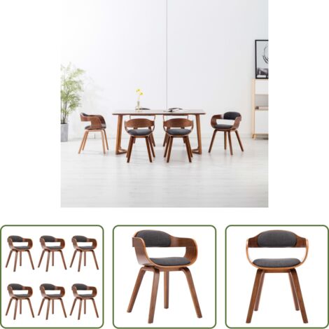 Sedie da pranzo in legno -  Sedie da Pranzo 6 pz Grigio Scuro in Tessuto e Legno Curvato