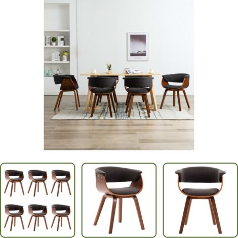 Sedie da pranzo in legno -  Sedie da Pranzo 6 pz Legno Curvato e Tessuto Grigio