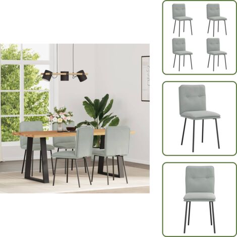 Sedie da pranzo in metallo e legno - vidaXL Sedie da Pranzo 4 pz Grigio Chiaro in Velluto - Sedie da pranzo con schiuma