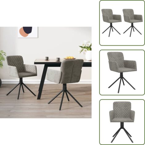 Sedie da pranzo in metallo - vidaXL Sedie da Pranzo Girevoli 2 pz Grigio Chiaro in Velluto - Sedie da pranzo con bracciolo