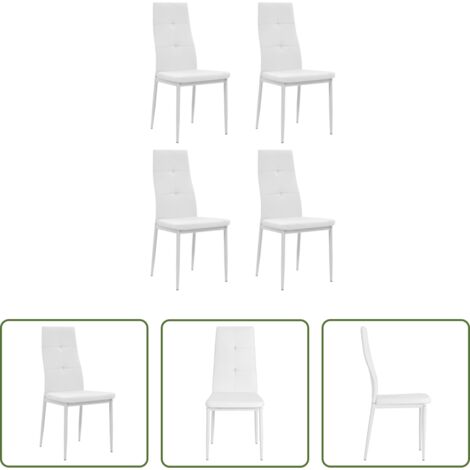 Sedie da pranzo in pelle artificiale -  Sedie da Pranzo 4 pz Bianche in Similpelle