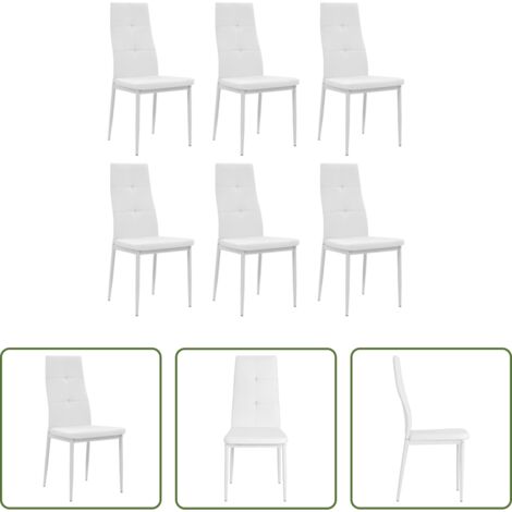 Sedie da pranzo in pelle artificiale -  Sedie da Pranzo 6 pz Bianche in Similpelle