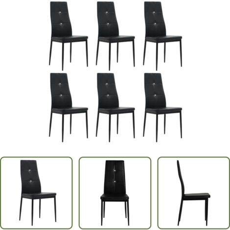 Sedie da pranzo in pelle artificiale -  Sedie da Pranzo 6 pz Nere in Similpelle