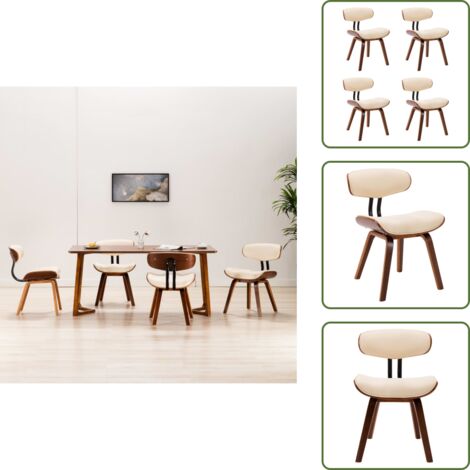 Sedie da pranzo in similpelle - vidaXL Sedie da Pranzo 4 pz Crema in Legno Piegato e Similpelle - Sedie ergonomiche