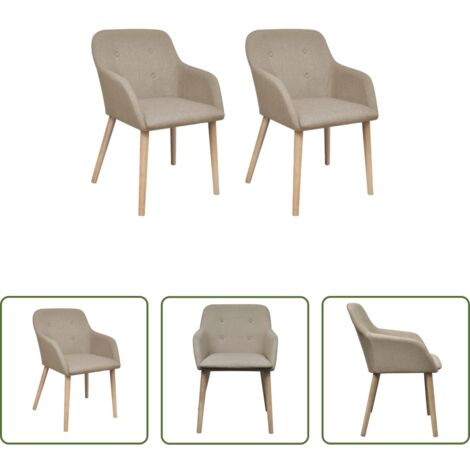 Sedie da pranzo in tessuto - Sedie da Pranzo 2pz Beige in Tessuto e Legno Massello di Rovere