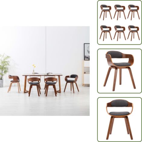 Sedie da pranzo in tessuto - vidaXL Sedie da Pranzo 6 pz Grigio Scuro in Tessuto e Legno Curvato - Sedie da pranzo ergonomiche