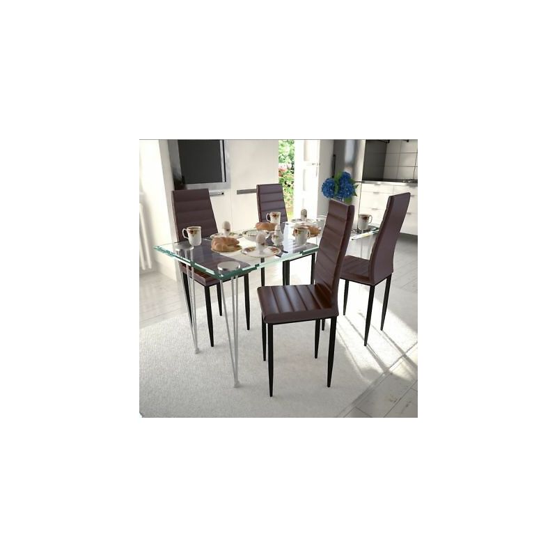 Sedie Da Pranzo Linea Sottile Marroni Set 4 Pz 241501