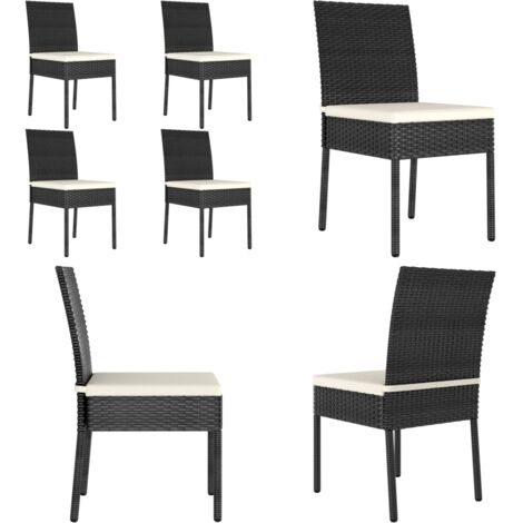Sedie da Pranzo per Giardino 4 pz in Polyrattan Nero - Sedie da pranzo esterne - Sedie in polyrattan
