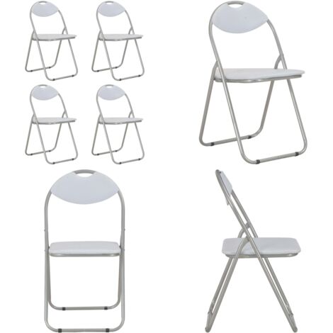Sedie da Pranzo Pieghevoli 4 pz Bianche in Similpelle - Sedie pieghevoli - Sedie da cucina