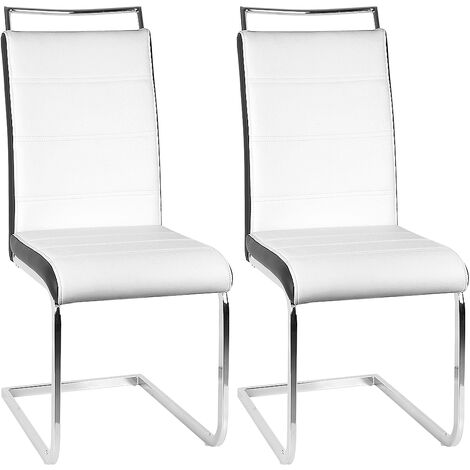 sedie da pranzo poltrona cantilever,Sedie Moderne Sala da Pranzo Cucina,Ecopelle,2pz，bianco-nero